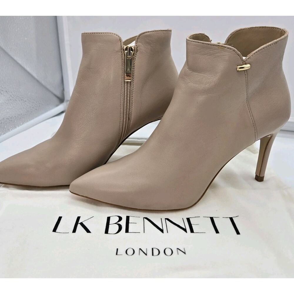 LK BENNETT London CORRINE Italian Leather Ankle Boots Stiletto Pointed Sz 38 NEW